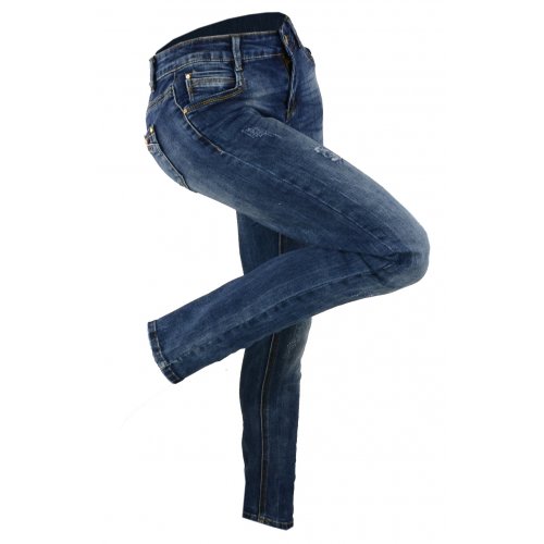 Spodnie jeansowe damskie rurki przecierane z dziurami