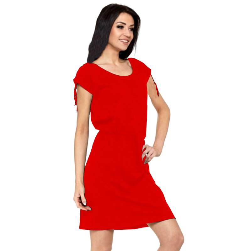 Lekka sukienka z dzianiny bawełnianej- czerwona