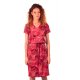 Sukienka w listki wiązana w talii - polski producent- róż