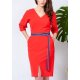 Sukienka typu KIMONO z paskiem - Czerwona Sukienka Sukienka z Paskiem w Talii