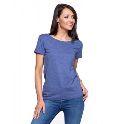 Koszulka bawełniana z guzikiem - blue jeans