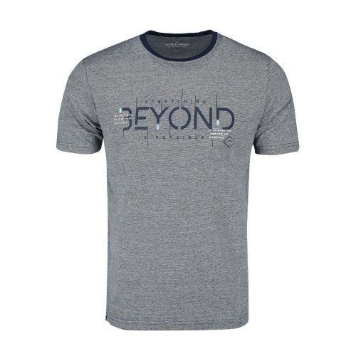 T-shirt męski T-BEYOND - szary/granat
