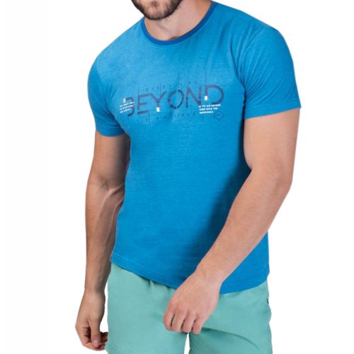 T-shirt męski T-BEYOND - niebieski
