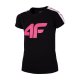 Dziewczęca koszulka 4F JTSD004 - czarna koszulka dziewczęca czarny t-shirt dziewczęcy