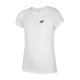 Dziewczęca koszulka 4F JTSD012 Biała koszulka dziewczęca Biały t-shirt dziewczęcy