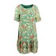 Sukienka szyfonowa FALBANA - 5382 Zielona sukienka Sukienka zielona w kwiaty Szyfonowa sukienka w kwiaty z falbankami