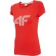Koszulka damska z logo 4F NOSH4- TSD005 - czerwona koszulka damska bawełniana koszulka bawełniana damska z nadrukiem