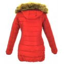Kurtka/płaszcz z lamówkami z ekoskóry ZIMOWA (czerwona)