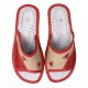 Kapcie damskie SKÓRZANE odkryte 5796 - czerwone Klapki damskie Pantofle damskie Kapcie domowe Pantofle domowe klapki domowe