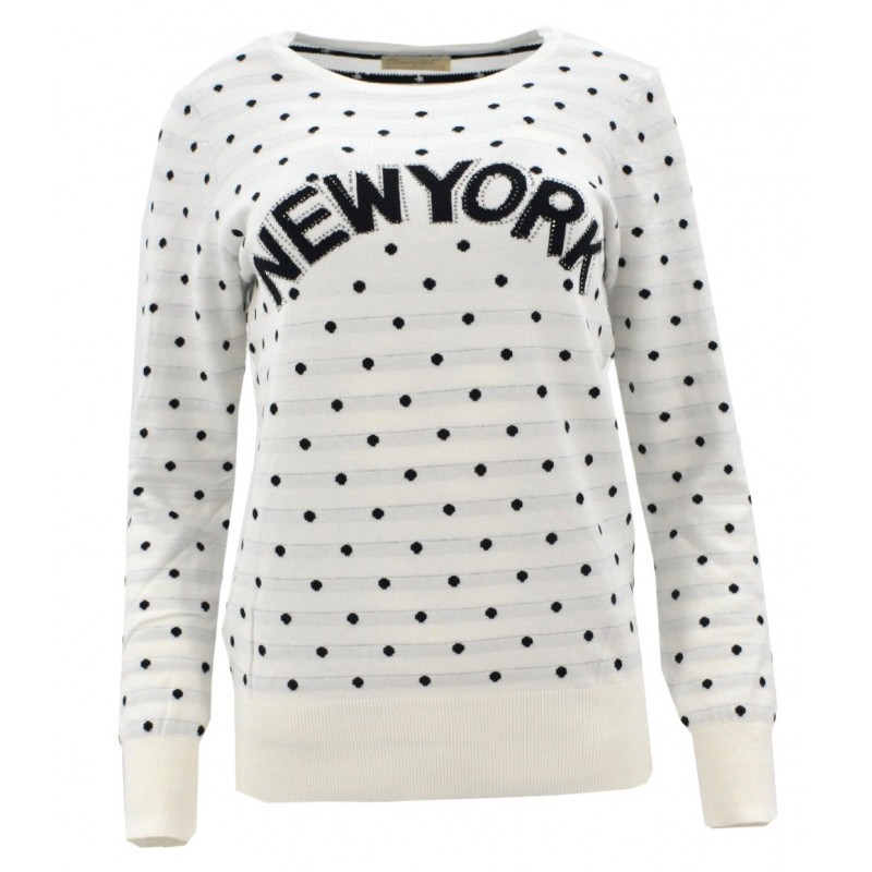 Sweter w kropki NEW YORK (biały)