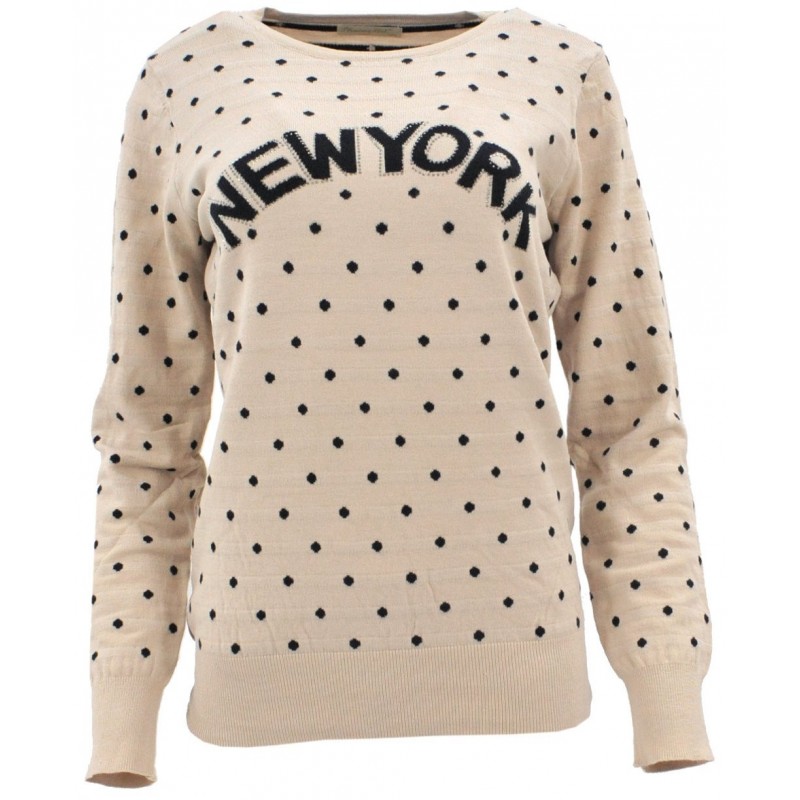 Sweter w kropki NEW YORK (beż)