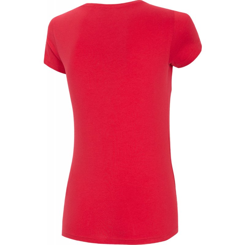 Koszulka damska basic 4F NOSH4 TSD001 - czerwona  T-shirt damski 4F Koszulka damska bawełniana Koszulka damska z bawełny Bluzka 
