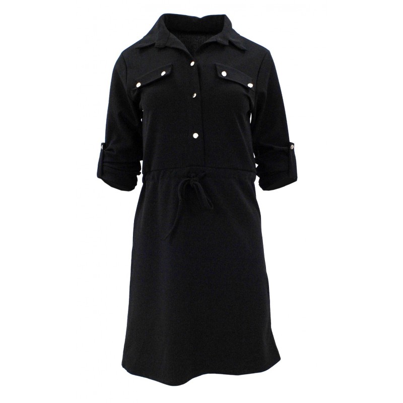 Sukienka z ozdobnymi klapami (czarna)