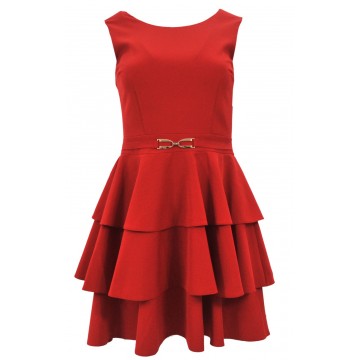 Sukienka z trzema falbanami (czerwona)