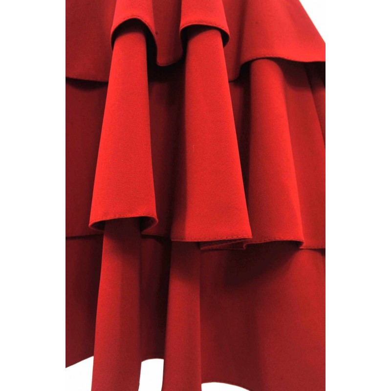 Sukienka na wesele z trzema falbanami (czerwona)