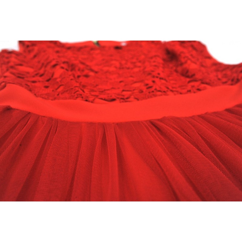 Sukienka koronkowa z tiulem (czerwona)