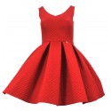 Sukienka rozkloszowana żakardowa z kieszeniami (czerwona)