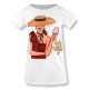 Koszulka damska z nadrukiem KOBIETA W KAPELUSZU 9572 Koszulka damska z nadrukiem t-shirt damski bluzeczka damska z krótkim rękaw