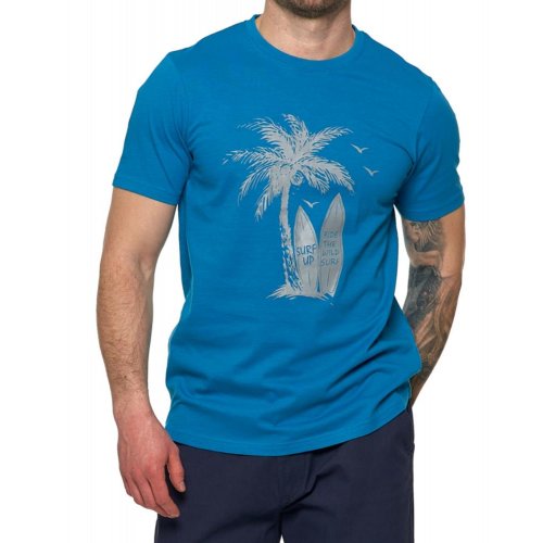 T-shirt męski z nadrukiem PALMA - niebieski