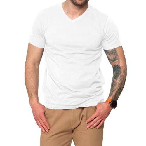 Koszulka w serek męska - biała