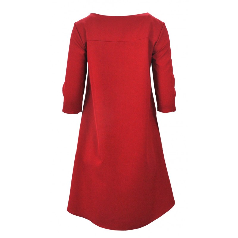Sukienka trapezowa z kieszeniami asymetryczna (czerwona)