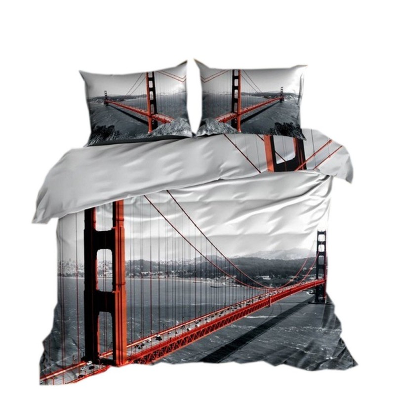 Pościel 3D 100 % BAWEŁNA POLSKI PRODUCENT WZ. 090 Pościel most Golden Gate Bridge
