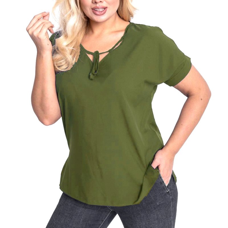 Zielona bluzka damska z miękkiej tkaniny wiązana