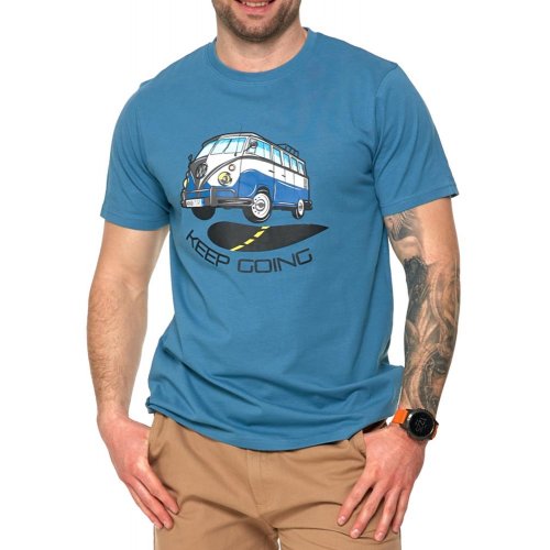 T-shirt męski z nadrukiem AUTOBUS - morski