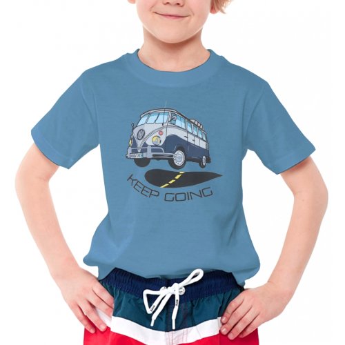 Chłopięca koszulka z bawełny AUTOBUS - morska