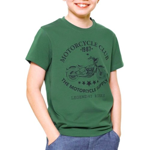 Chłopięca koszulka z bawełny MOTOCYKL - zielona