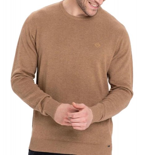 Kamelowy klasyczny sweter męski S-RADO
