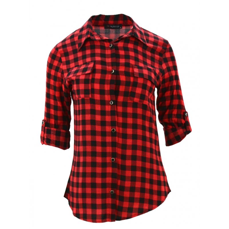 Koszula w kratę z lekkiego materiału (czerwona)