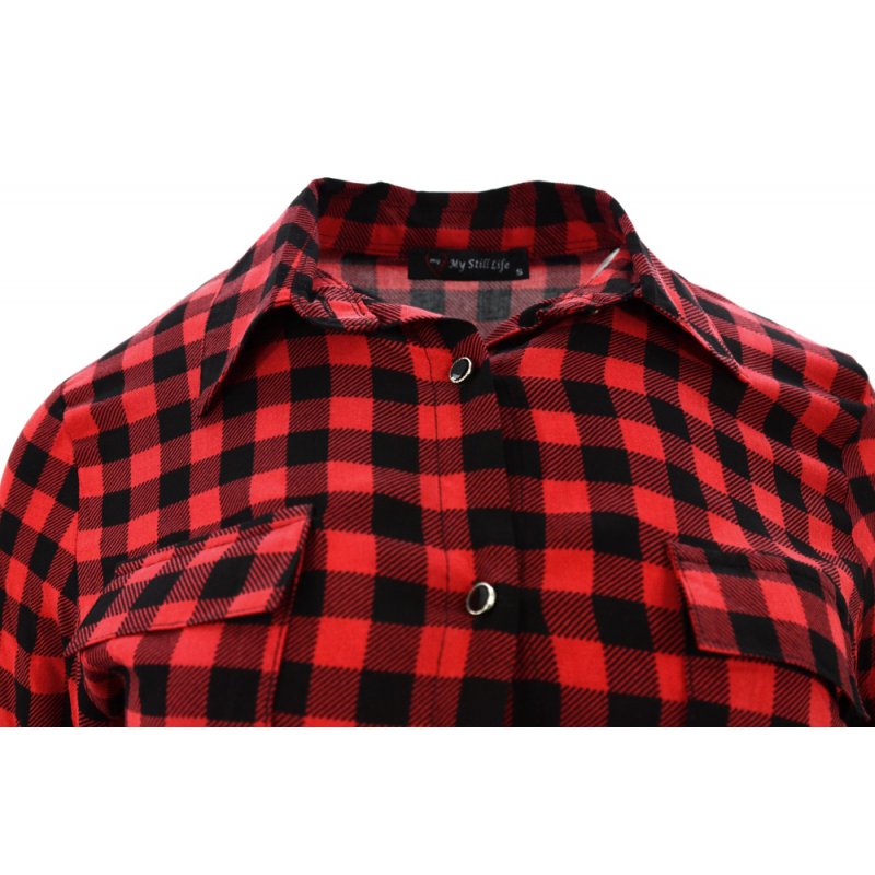 Koszula w kratę z lekkiego materiału (czerwona)