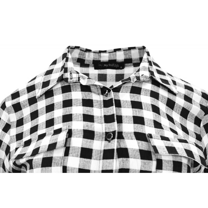 Koszula w kratę z lekkiego materiału (czarna)
