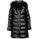 Metaliczny płaszcz damski zimowy W823 - czarny