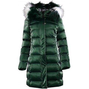 Płaszcz damski zimowy z połyskiem W822 - zielony