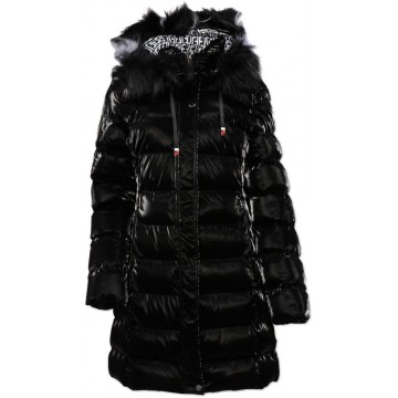 Płaszcz damski zimowy z połyskiem W822 - czarny