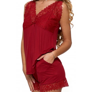 Piżama damska czerwona PDD3700-104
