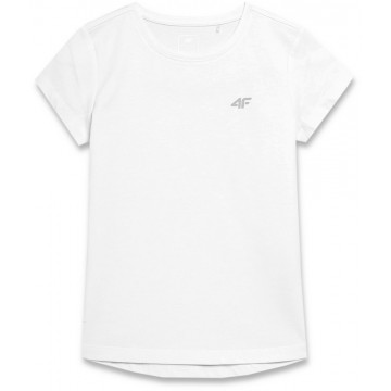 Dziewczęca koszulka 4F HJL22-JTSD001 - biała