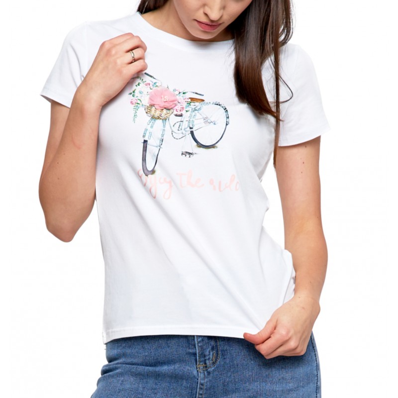 Biała koszulka damska rower BD2500-015