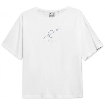 Krótki t-shirt damski 4F TSD044 H4L22 - biały