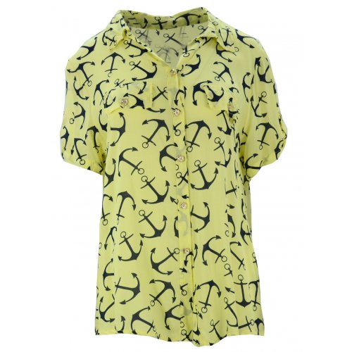 Luźna bluzka w kotwice (żółta)