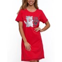 Koszula nocna z kotkiem (czerwona) - PDK2700-005