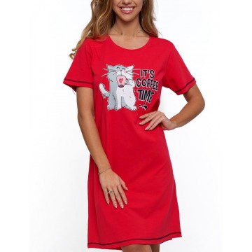 Koszula nocna z kotkiem (czerwona) - PDK2700-005