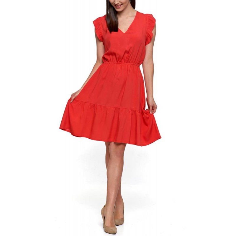 Sukienka z wiskozy MDW2100-006 - czerwona
