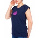 T-shirt damski bawełniany YoClub PK-063 - granatowy