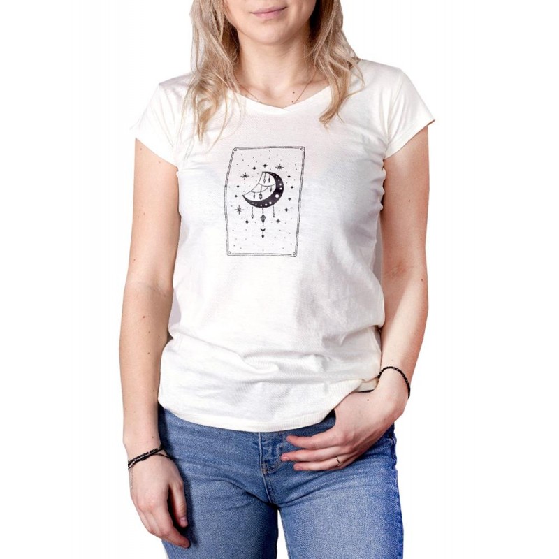 T-shirt damski bawełniany YoClub PK-076 - kremowy