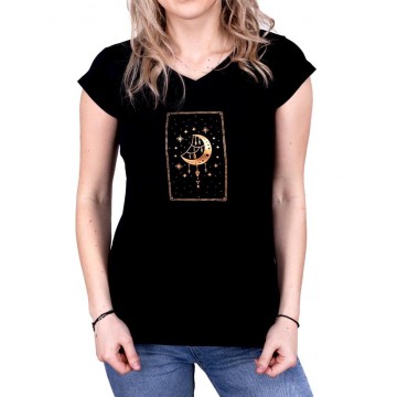 T-shirt damski bawełniany YoClub PK-075 - czarny