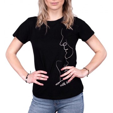 T-shirt damski bawełniany YoClub PK-072 - czarny