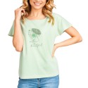 T-shirt damski bawełniany YoClub PKK-0083K-A110 - zielony